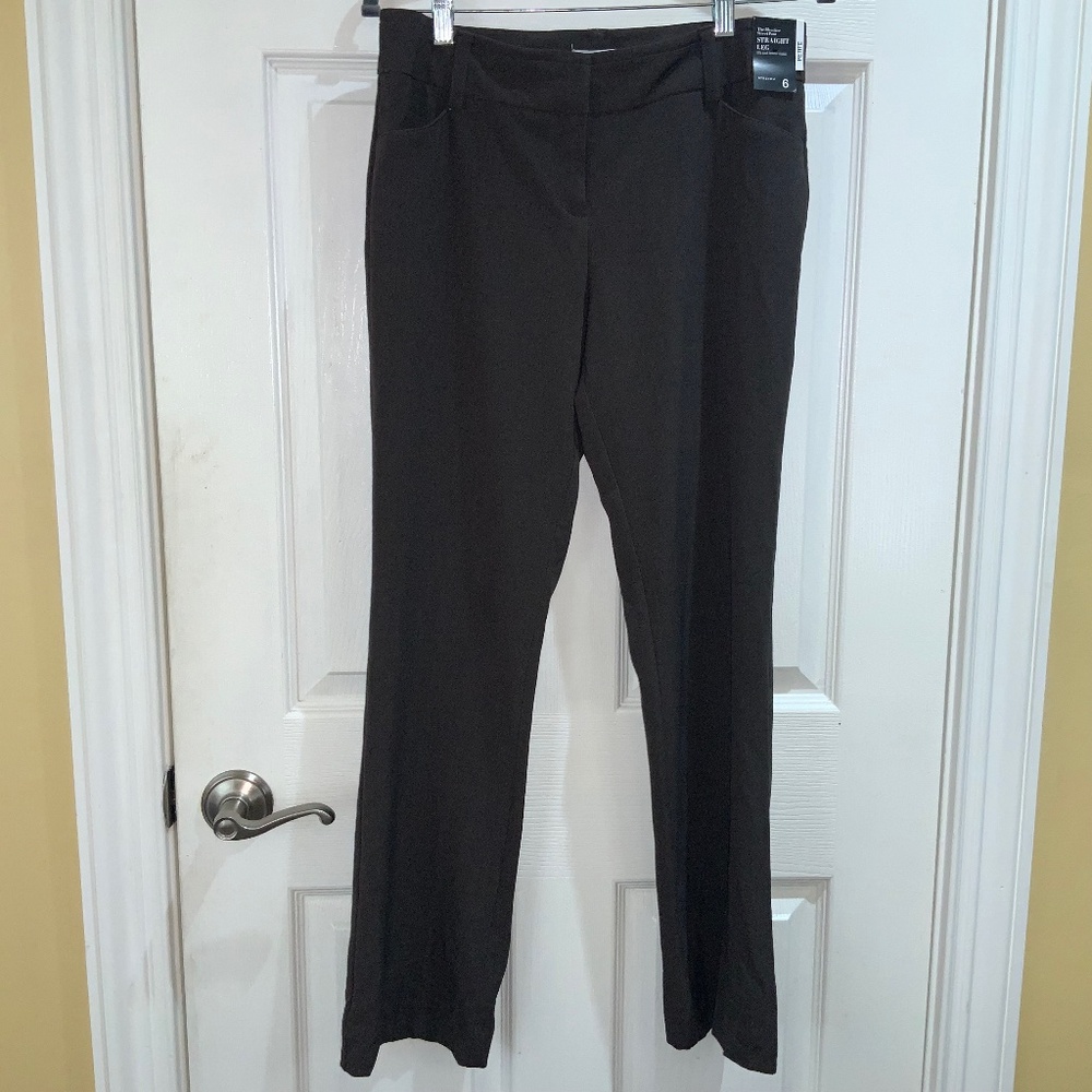 NY&C The Bleeker Street Pant brown straight leg Sz 6P New
